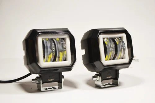 Додаткова світлодіодна LED-фара 20 Вт квадратна з ДХО Чіткою світловою тіневий кордоном (Комплект)