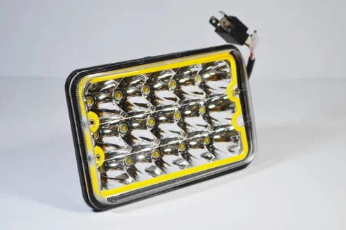 Світлодіодна LED фара 45Вт прямокутна з ангельським оком 45W, 15 ламп, дальній і ближній промінь 10/30