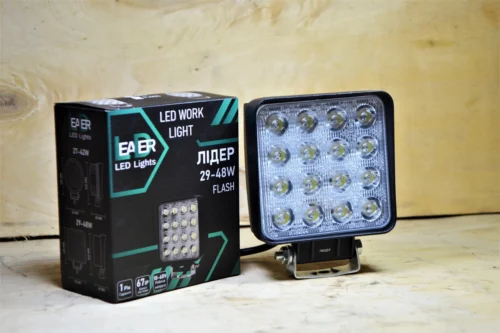 LED фара робоча 48Вт,(3Вт*16ламп) (2948) Широкий промінь NEW LEADER (ЛІДЕР)+СТРОБОСКОП  (Товщина корпусу 6см)