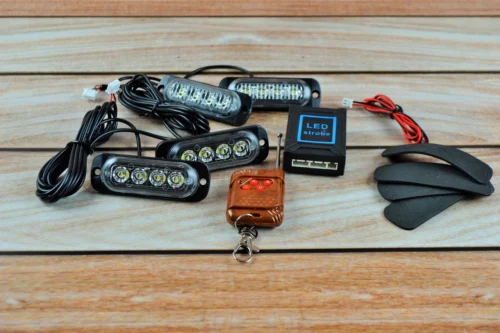 Стробоскоп LED 4діода з пультом 4 шт White NEW (Білий стробоскоп)