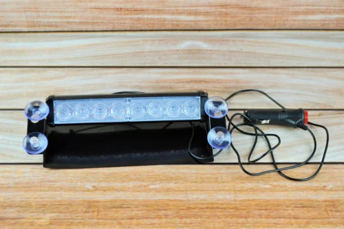 Стробоскоп LED Червоно-синій у салон під лобове скло, Од прикурювача на липучках і кріпленні