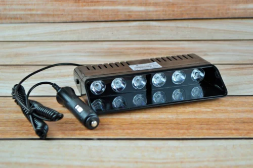 Стробоскоп у салон під лобове скло, білій S-9 Од прикурювача на липучках і кріпленні 21 см