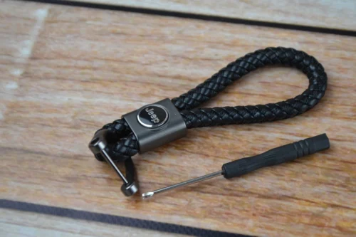 Стильний шкіряний брелок із логотипом Jeep колір Чорний