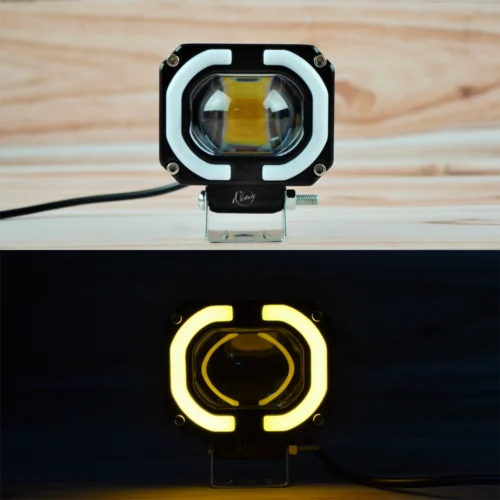 Додаткова світлодіодна LED фара 40Вт два режима світла (Дальній-жовтий) (Ближній-білий) Жовтий обводок