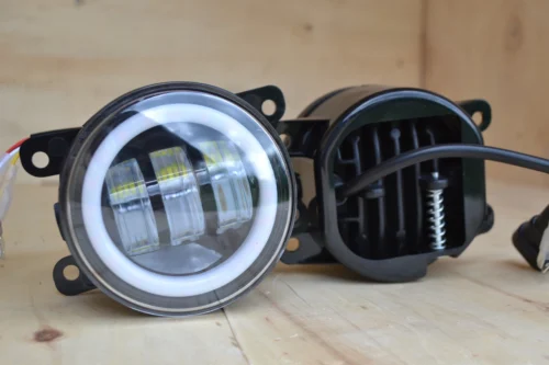Світлодіодна протитуманна фара універсальна (45вт) 4 дюйми Ангельське око + Поворотник Жовтий + біле світло