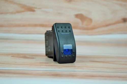 Кнопка автомобільна 3-х (ON-OFF-ON) позиційна, на 7 контактів Синя підсвітка (5см*2,5см)