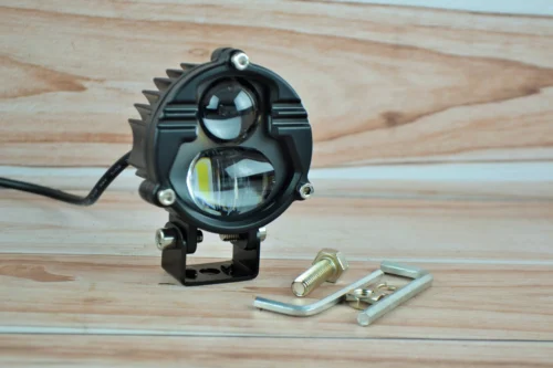 Світлодіодна лінзована LED фара 40Вт кругла, на два режими Ближній (жовтий) + Далекий (білий)