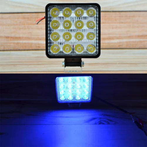 Светодиодная LED фара рабочая 48Вт,(3Вт*16ламп) (толщина радиатора 20мм)(Синій і Білий колір)