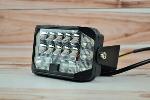 Фара LED прямокутна 81W 6000K Дальнє + ближнє світло та жовте (27 діодів) (13см х 8.5см х 5см)