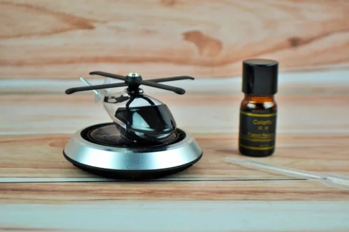 Автомобільний ароматизатор вертоліт з роздуванням на сонячній панелі + багаторазове просочення, срібний