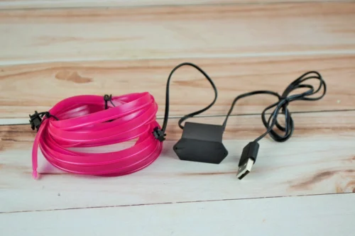 Неонове Підсвічування салону авто - Гнучкий Холодний розовий НЕОН 3 метра ( від USB )