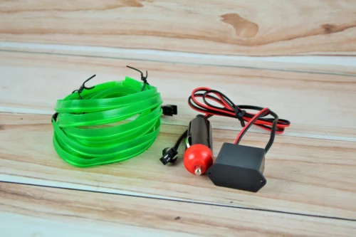 Неонове Підсвічування салону авто - Гнучкий Холодний зелений НЕОН довжина 3 метра ( від прикурювача )