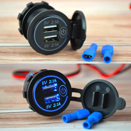 Подвійний USB-роз'єм 4.2А З LED підсвічуванням, чохол пилозахисний, ( кнопка вкл/выкл )