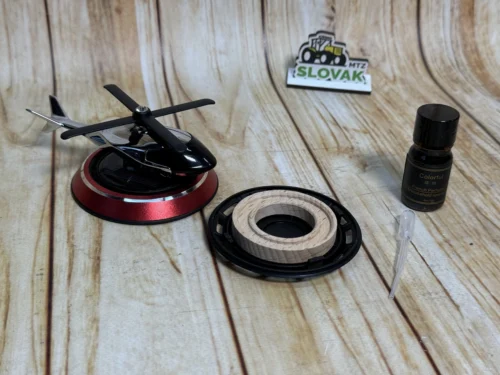 Автомобільний ароматизатор вертоліт з роздуванням на сонячній панелі, срібний та Червона підставка