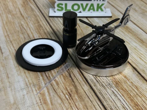 Автомобільний ароматизатор вертоліт з роздуванням на сонячній панелі + багаторазове просочення, срібний