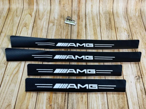 Захисна плівка "AMG" карбонова без логотипу 5D із вуглецевого волокна самоклеюча 4шт, 2х(60х7см)  2х(40х7см)