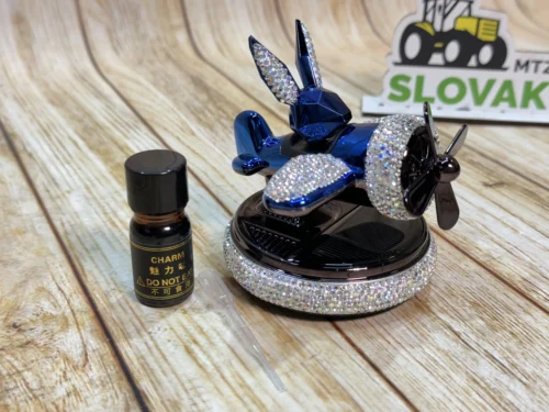 Автомобільний ароматизатор синій глянсовий Кролик з роздмухуванням на сонячній панелі