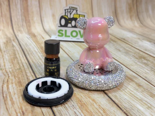 Автомобільний ароматизатор білий глянсовий Ведмідь з Діамантами