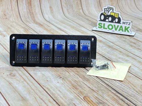 Блок перемикачів 6 клавіш, синє підсвічування + наклейки