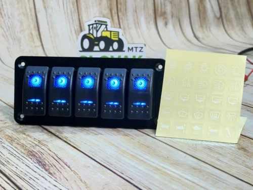 Блок перемикачів 5 клавіш, синє підсвічування + Набор наклейок 15см*6.5см