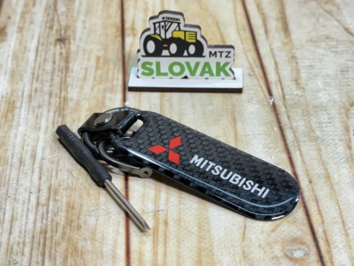 Стильний карбоновий брелок з логотипом Mitsubishi колір Чорний