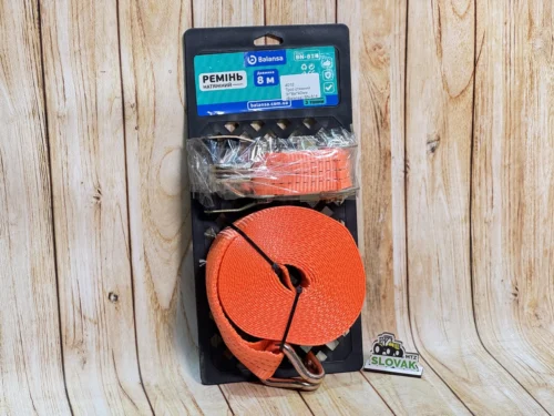 Трос стяжний з тріскачкою 3-тонний 8м*40мм (Balansa) BN-814 металева ручка, помаранчевий.