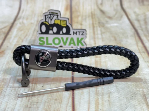 Стильный Кожаный брелок с логотипом Skoda NEW цвет Черный