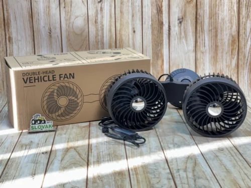 Автомобільний вентилятор Storm 13 см з двома головками на присосках (5V USB), 3 швидкості, чорний F6206