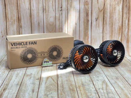 Автомобільний вентилятор Storm 13 см з двома головками на присосках (12-24V), 3 швидкості, Oreng F6206