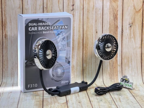 Автомобільний вентилятор на підголовник сидіння з LED-підсвіткою, 9,5 см, 3 швидкості, USB 5V, 180 см (F310)