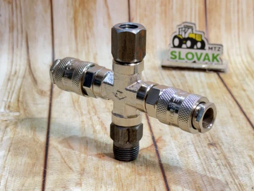 Переходник на ресивер МТЗ с/о d=14 (на 2 шланга) с 2 быстросъемами на пневмо сиденье и пистолет продувочный