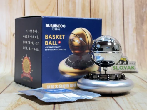 Ароматизатор для авто «Сріблястий баскетбольний м’яч» з обертанням на сонячній батареї