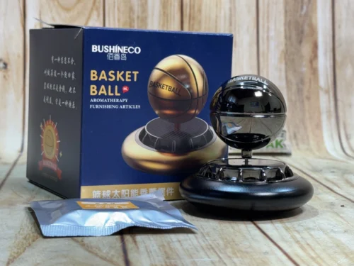 Ароматизатор для авто «Чорний баскетбольний м’яч» з обертанням на сонячній батареї