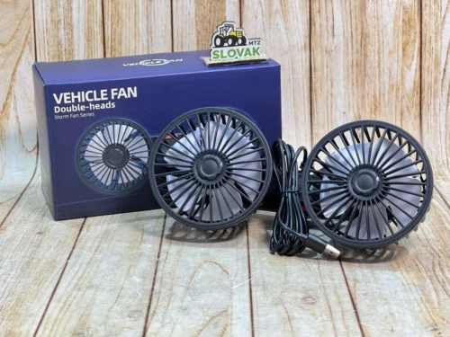 Автомобільний вентилятор на присосці із двома головками по 10.5см 5В USB