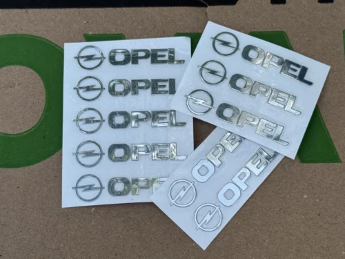 Набір металевих 3D наклейок OPEL (логотип + надпис, хром, 10 шт)