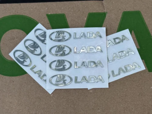 Набір металевих 3D наклейок LADA (логотип + надпис, хром, 10 шт)