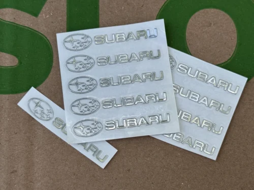 Набір металевих 3D наклейок Subaru(логотип + надпис, хром, 10 шт)