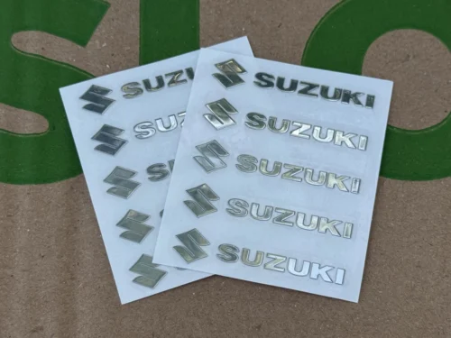 Набір металевих 3D наклейок Suzuki  (логотип + надпис, хром, 10 шт)