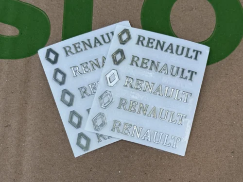 Набір металевих 3D наклейок Renault (логотип + надпис, хром, 10 шт)
