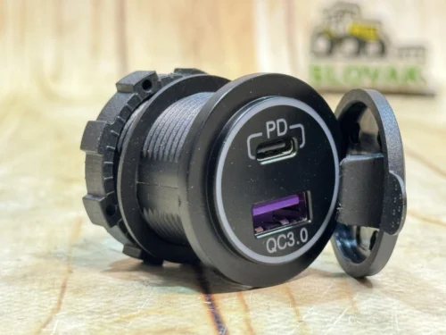 Адаптер USB зарядка QC 3.0 + Type-C PD (12V/24V) з кришкою, врізна