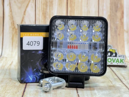 Фара LED квадратна 48W 6000K + Червоно синій стробоскоп (16 діодів) (8.5 см х 8.5 см х 1,5 см) Mini