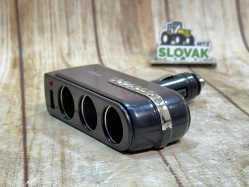 Автомобільний розгалужувач прикурювача WF-0303, 3 гнізда + USB, 12/24V
