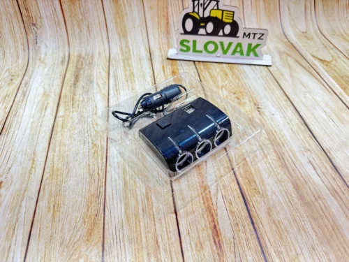 Автомобільний трійний розгалужувач прикурювача + 2 USB, 12/24V