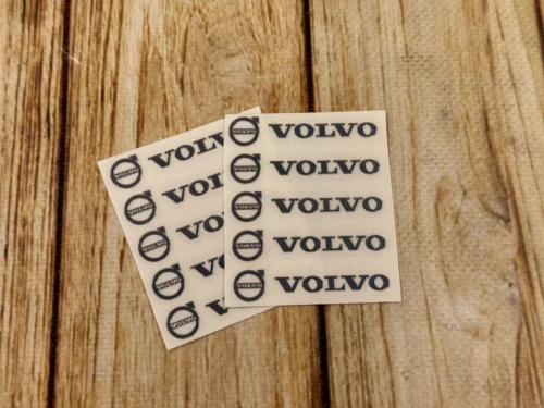 Набір металевих 3D наклейок Volvo (логотип + надпис, хром, 10 шт)