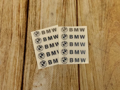 Набір металевих 3D наклейок  BMW (логотип + надпис, хром, 10 шт)