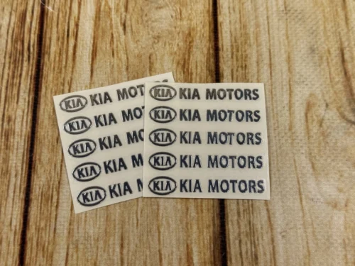 Набір металевих 3D наклейок  KIA (логотип + надпис, хром, 10 шт)
