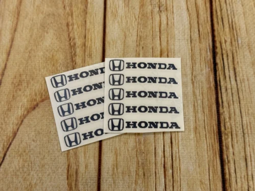 Набір металевих 3D наклейок  Honda (логотип + надпис, хром, 10 шт)