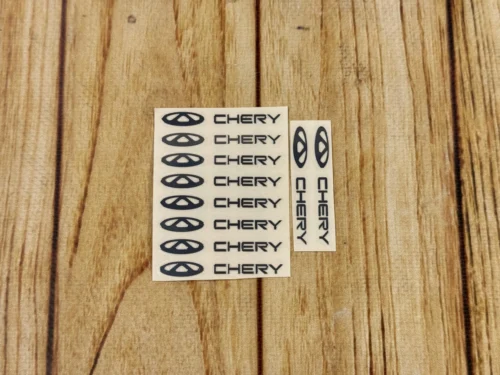 Набір металевих 3D наклейок Chery (логотип + надпис, хром, 10 шт)