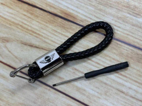 Брелок для ключів з логотипом MINI плетений ЧОРНИЙ + викрутка