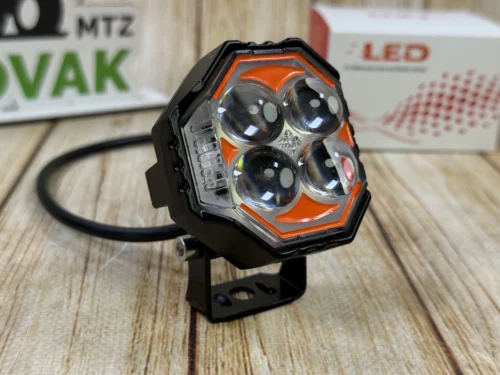 LED Фара 4 лінзи біле+жовте світло + габарит